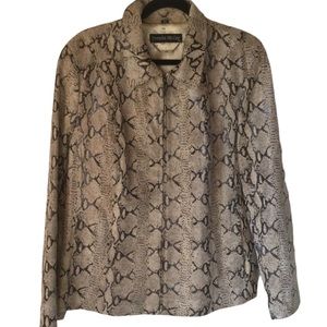 Pamela McCoy Leather Snake Skin Print Jacket 1X
